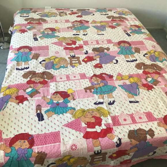 Cabbage Patch Kids Dolls Blanket Twin Size Bedding Doll Toy Pink 72 X 92 Vtg